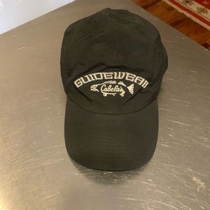 Cabelas Guidewear Hat Gore-tex Nylon Strapback Walleye Fishing Black Fish camp